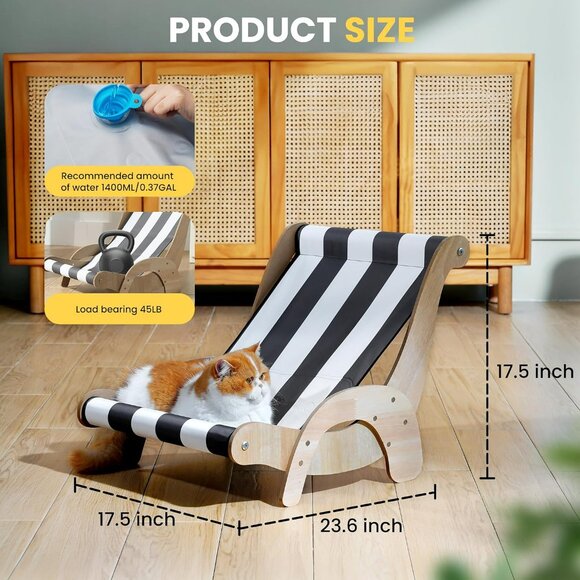 Cooling Cat Hammock Chair with Water Mat, Beach Style Lounger for Large Cats, El - Picture 6 of 8